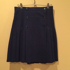 Vintage Navy Pleated Skirt
